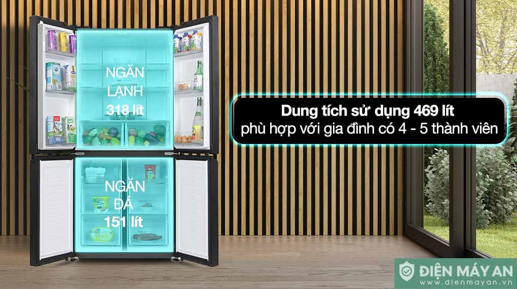 Tủ lạnh Aqua Inverter 469 lít Multi Door AQR-M536XA(GB)
