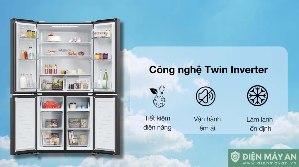 Tủ lạnh Aqua Inverter 469 lít Multi Door AQR-M536XA(GB)