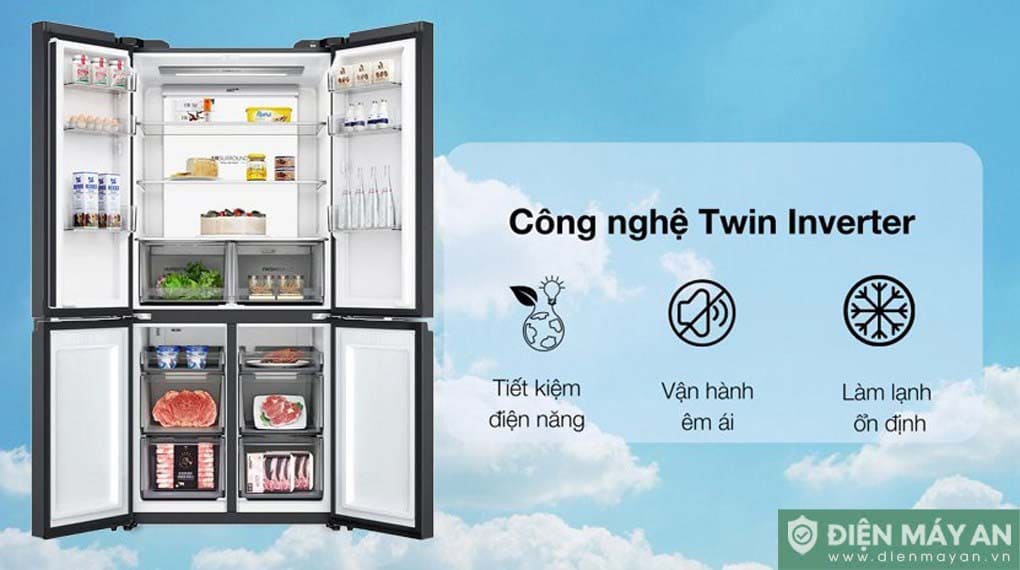 Tủ lạnh Aqua Inverter 660 lít Multi Door AQR-M727XA(GB)U1