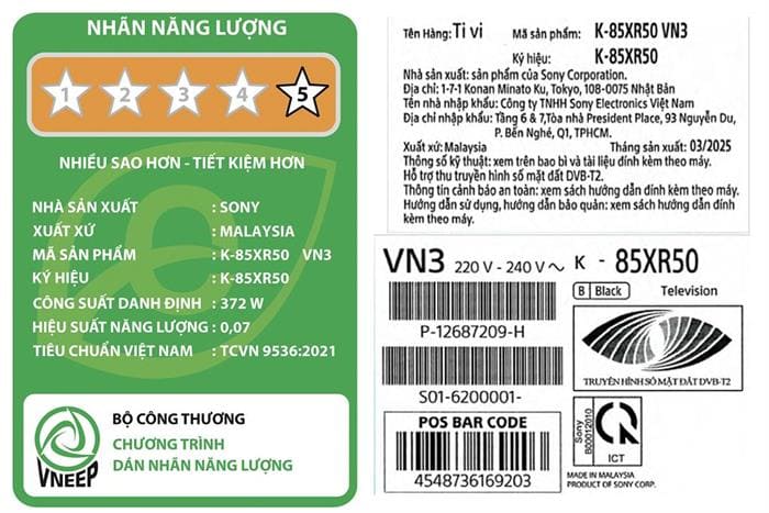 Google Tivi Mini LED Sony AI 4K 85 inch K-85XR50