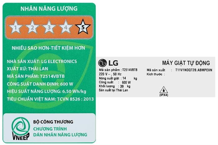 Máy giặt LG TurboDrum Inverter 14 kg T2514VBTB