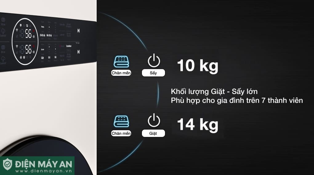 Tháp giặt sấy LG WashTower Inverter giặt 14 kg - sấy 10 kg WT1410NHE