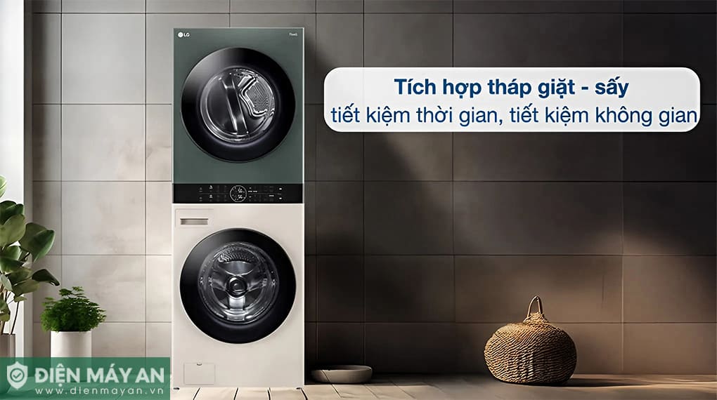 Tháp giặt sấy LG WashTower Inverter giặt 14 kg - sấy 10 kg WT1410NHEG