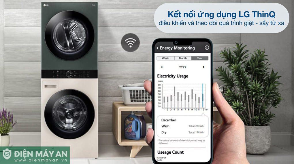 Tháp giặt sấy LG WashTower Inverter giặt 14 kg - sấy 10 kg WT1410NHE
