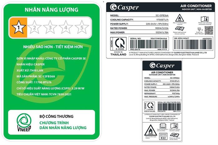 Điều Hòa Casper 12000 BTU 1 Chiều SC-12FB36A - Model 2025
