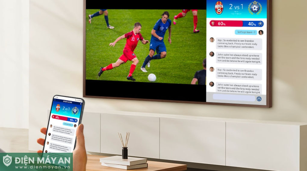 Thoải mái xem 2 nội dung từ 2 nguồn khác nhau với tính năng Multi View của Smart Tivi Khung Tranh 50 inch QA50LS03D