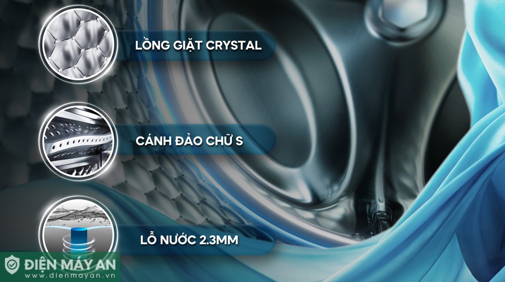 Công nghệ lồng giặt Crystal trên máy giặt Casper 10.5 kg WF-105VG5