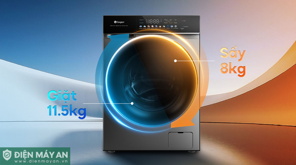 Máy Giặt Sấy Casper Inverter Prime Wash&Dry Giặt 11.5 Kg - Sấy 8 Kg WF-P115VGT11