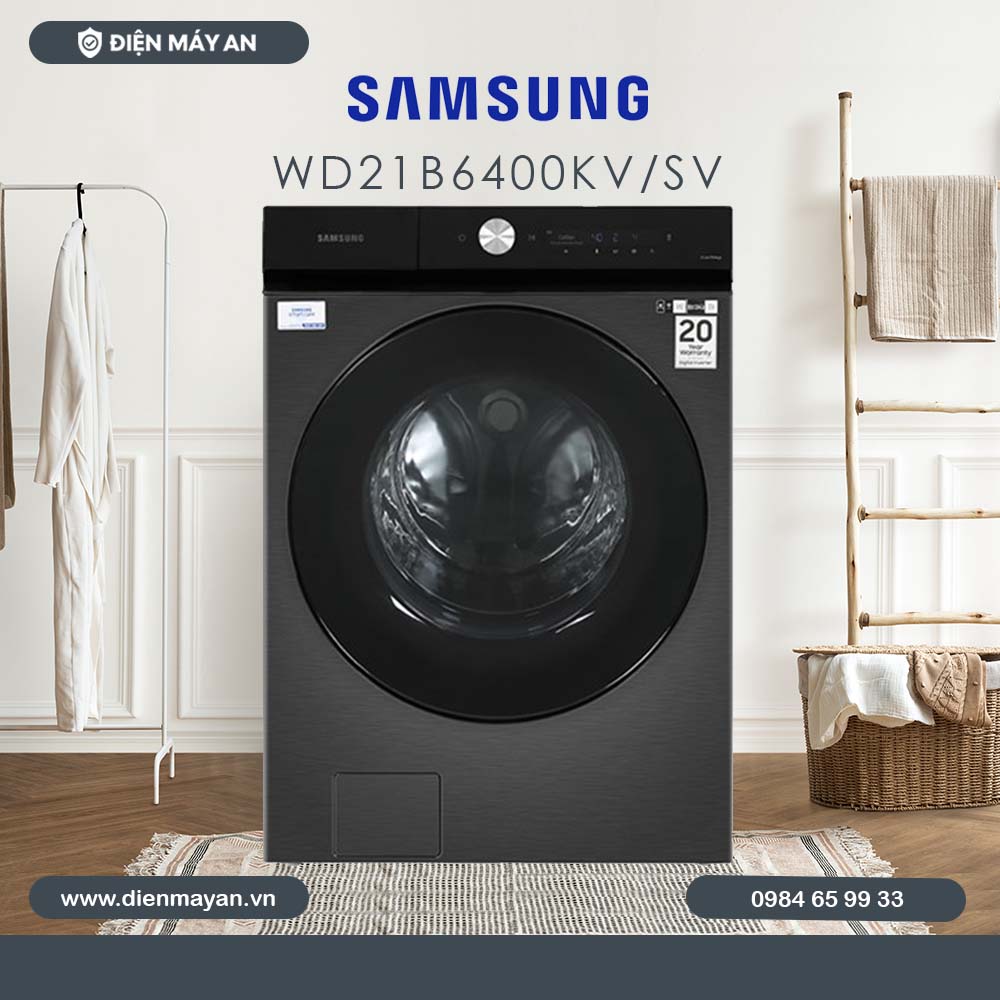 Máy Giặt Sấy Samsung Bespoke AI Inverter Giặt 21 Kg - Sấy 12 Kg WD21B6400KV/SV, Giá Tốt