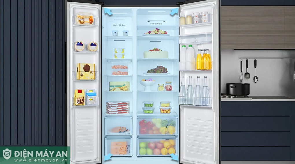 Ngăn đá của tủ lạnh Casper Inverter 458L RS-460PG nằm ở phía bên trái