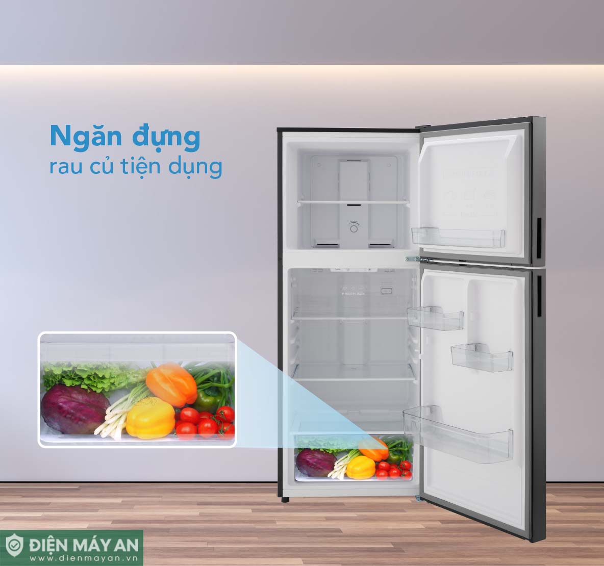 Tủ Lạnh Funiki Cánh Kính Inverter 286 Lít HR T8286GB - ngăn lạnh