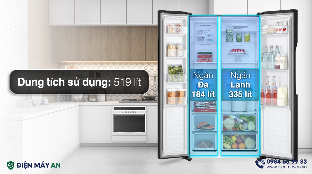 Tủ Lạnh LG Inverter 519 Lít Side By Side GR-B256BL