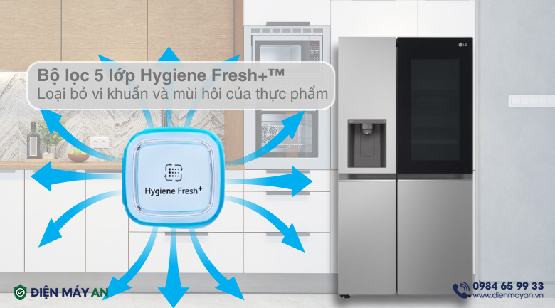 Tủ Lạnh LG Inverter 635 Lít Side By Side InstaView GR-G257SV - công nghệ kháng khuẩn, khử mùi