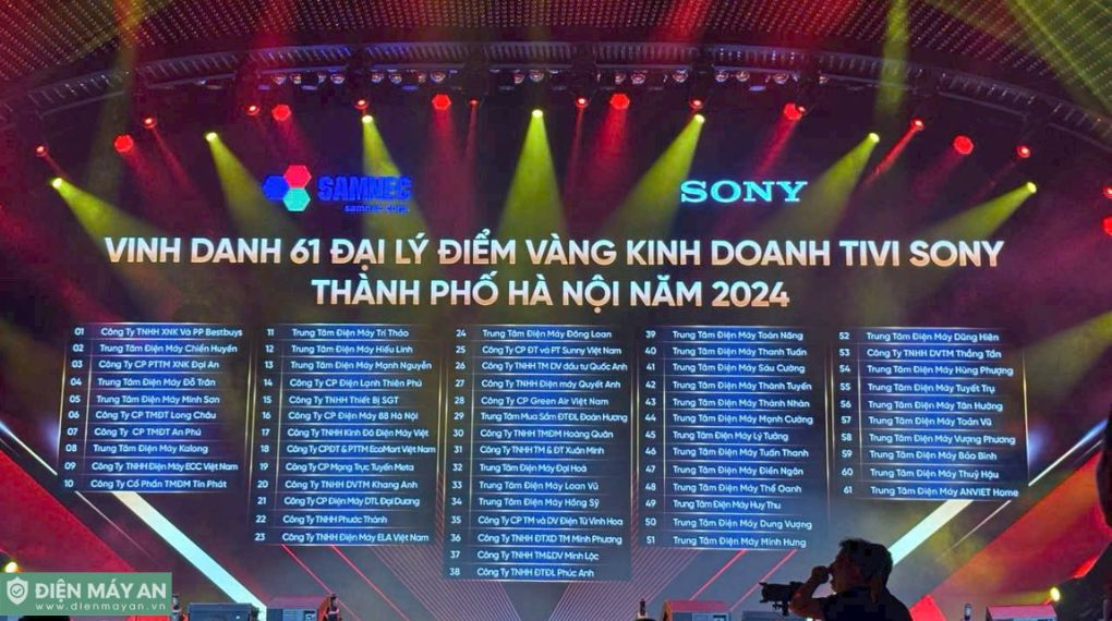 Điện máy Quang Hưng vinh dự nhận danh diệu "ĐIỂM VÀNG KINH DOANH TIVI SONY NĂM 2024" từ Sony Việt Nam & hệ thống phân phối Samnec