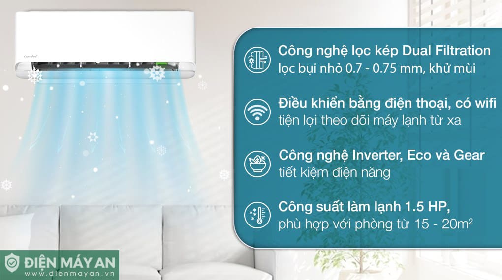 Điều Hoà Comfee Inverter 12.000BTU 1 Chiều CFS-13VCB1