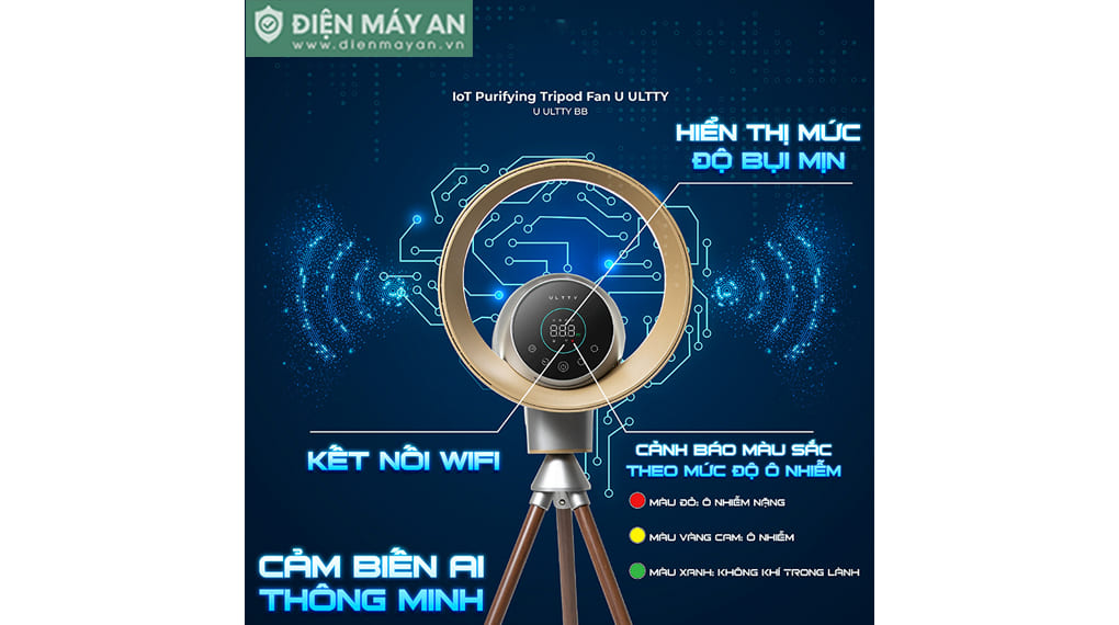 Quạt Lọc Không Khí Và Khử Khuẩn Ultty BB - Tặng Kèm Máy Bù Ẩm B23 Trị Giá 750k
