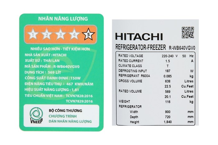 Tủ Lạnh Hitachi Inverter 569 Lít Multidoor R-WB640VGV0&nbsp;GMG
