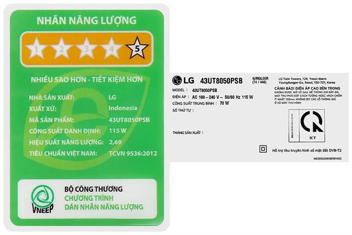 Smart Tivi LG 4K 43 Inch 43UT8050PSB&nbsp;