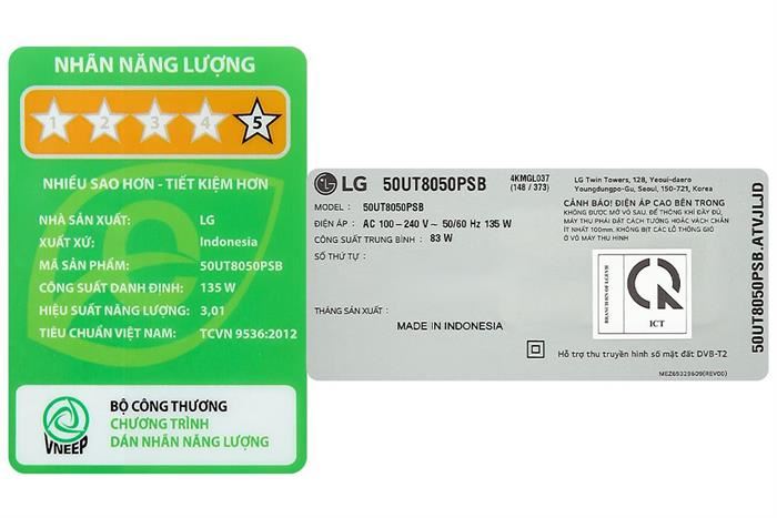 Smart Tivi LG 4K 50 Inch 50UT8050PSB