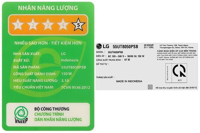 Smart Tivi LG 4K 55 Inch 55UT8050PSB&nbsp;