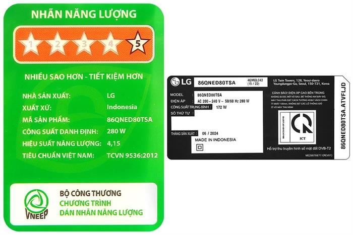 Smart Tivi QNED LG 4K 86 Inch 86QNED80TSA