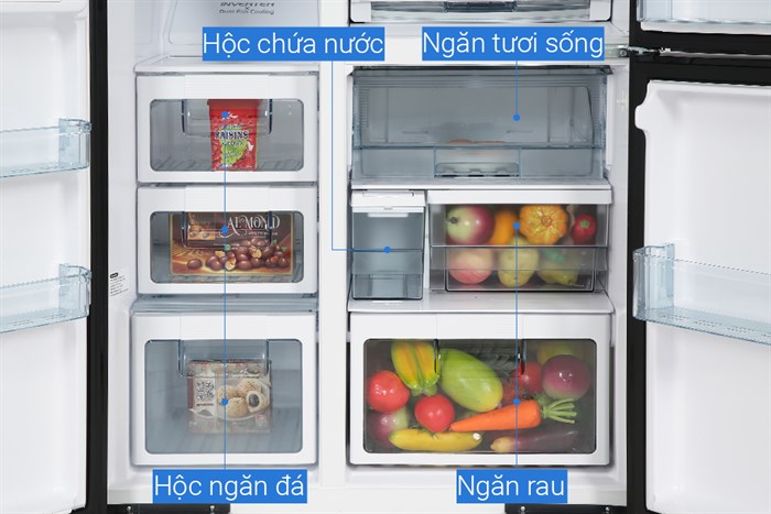 Tủ Lạnh Hitachi Inverter 569 Lít Side By Side R-MX800GVGV0 GBK