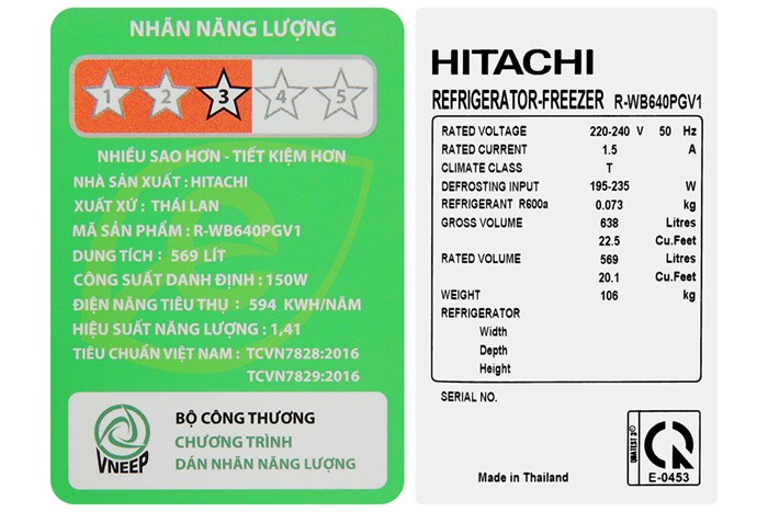 Tủ Lạnh Hitachi Inverter 569 Lít Multidoor R-WB640PGV1 GCK&nbsp;