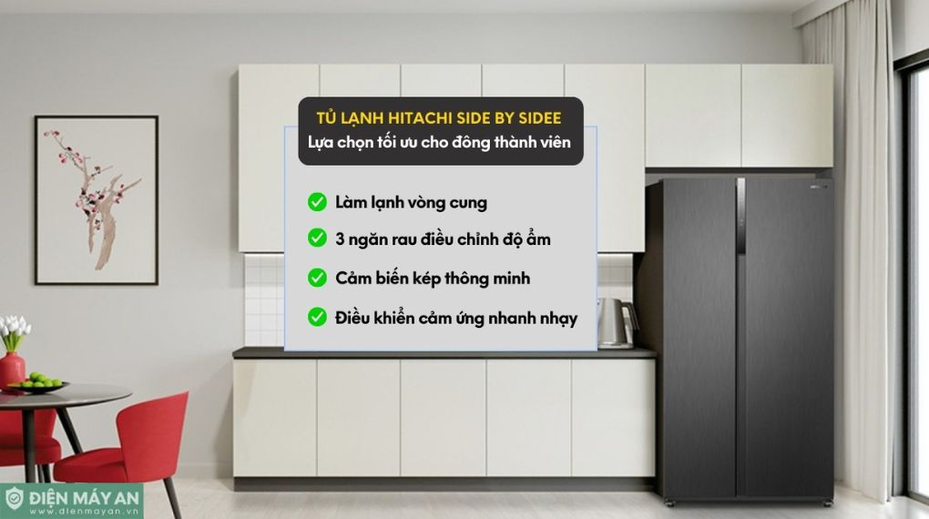 Tủ Lạnh Hitachi Inverter 525 Lít Side By Side HRSN9552DWDXVN