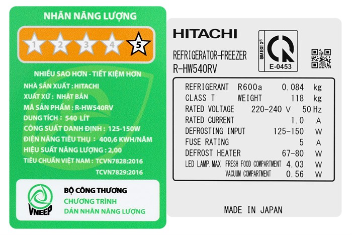 Tủ Lạnh Hitachi Inverter 540 Lít Multidoor R-HW540RV X