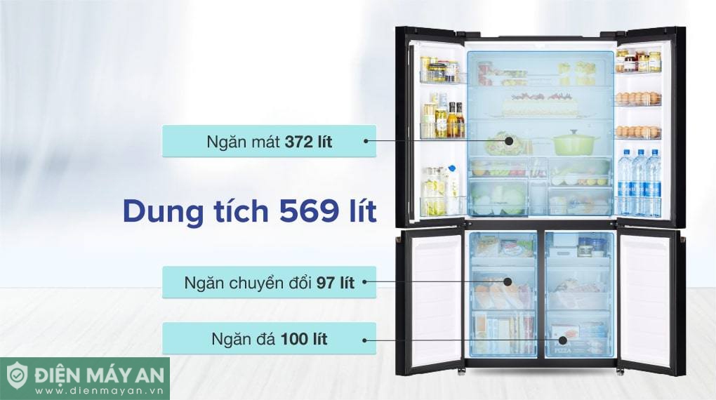Tủ Lạnh Hitachi Inverter 569 Lít Multidoor R-WB640PGV1 GCK