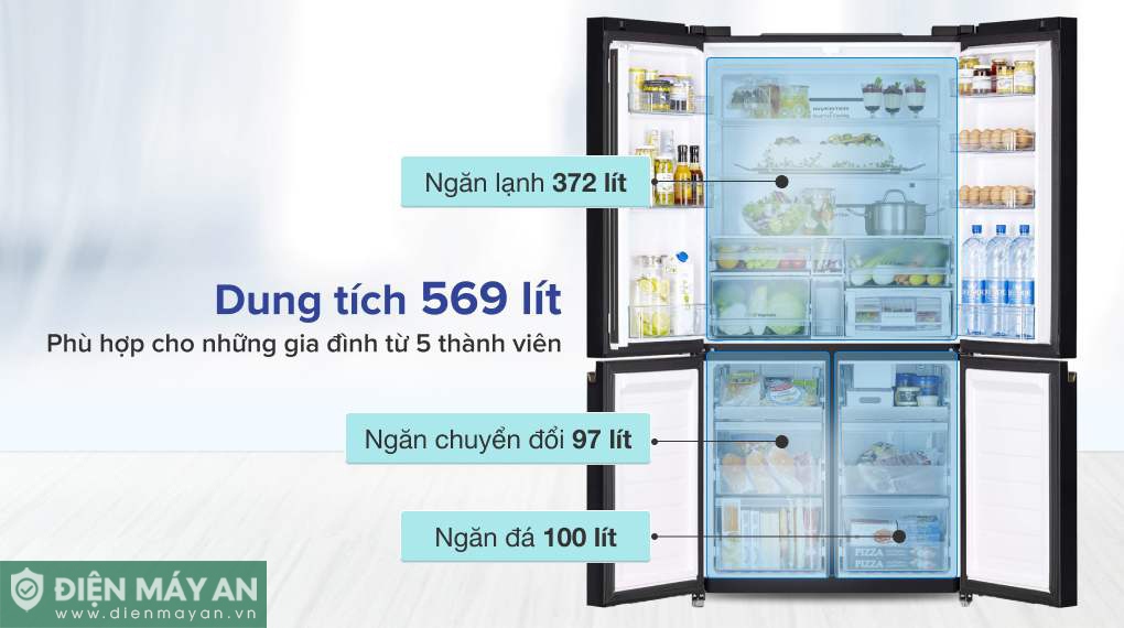 Tủ Lạnh Hitachi Inverter 569 Lít Multidoor R-WB640VGV0 GBK 