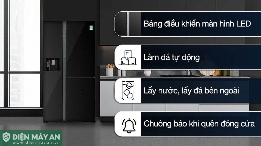 Tủ Lạnh Hitachi Inverter 569 Lít Side By Side R-MX800GVGV0 GBK