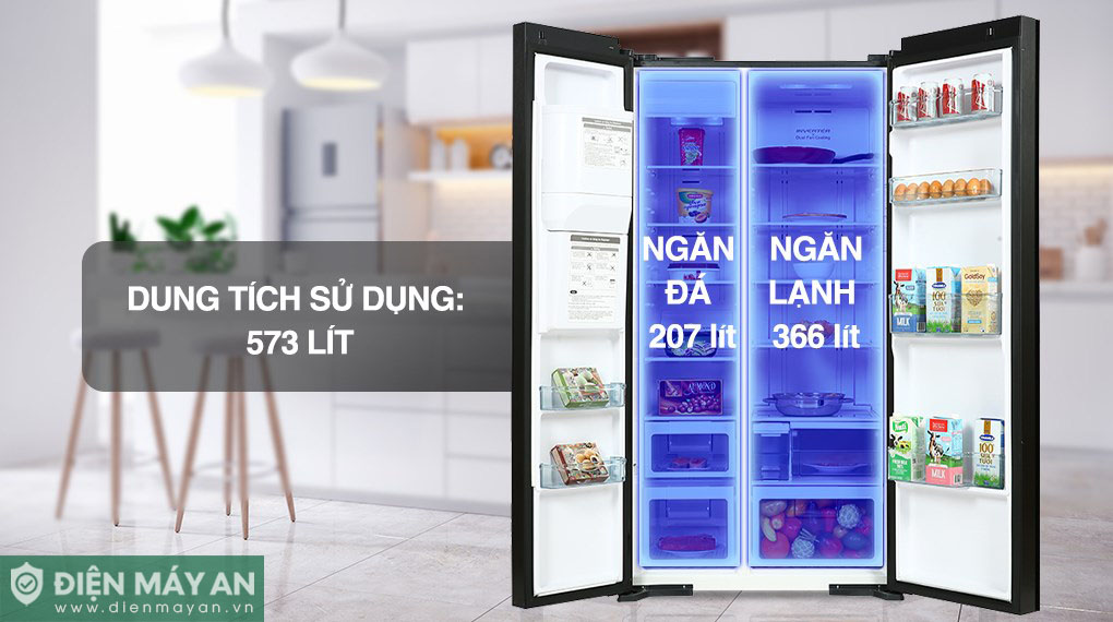 Tủ Lạnh Hitachi Inverter 573 Lít Side By Side R-SX800GPGV0 GBK